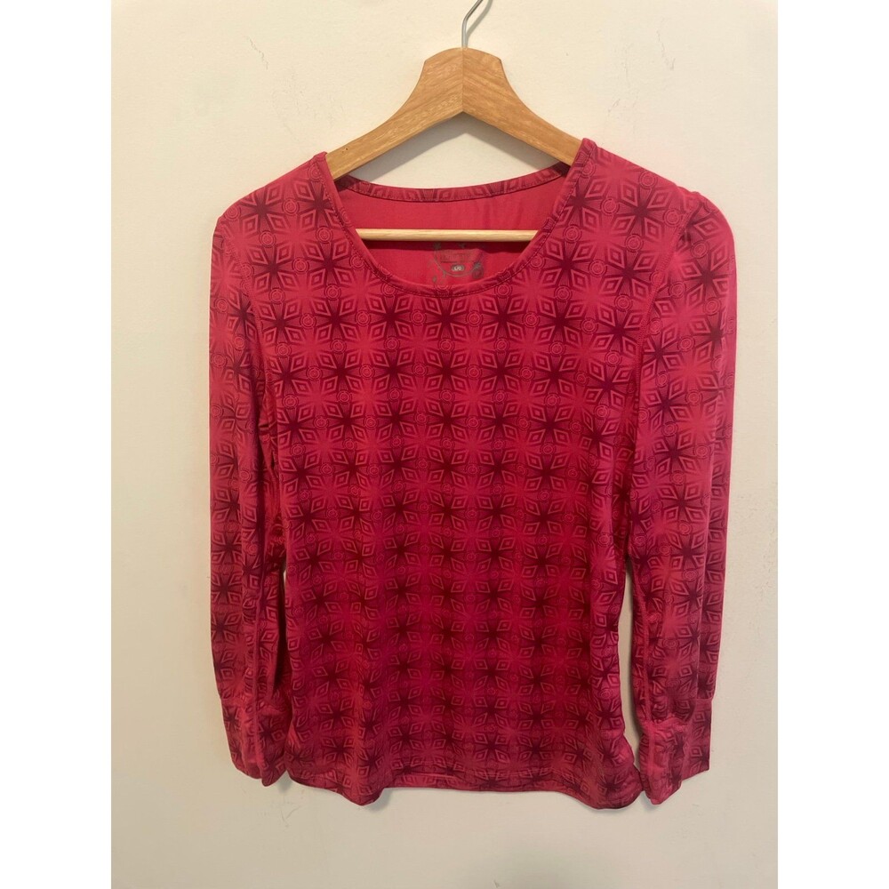 Women's Long Sleeve Pink GeometrWomen's Long Sleeve Pink Geometric Print T-Shirt